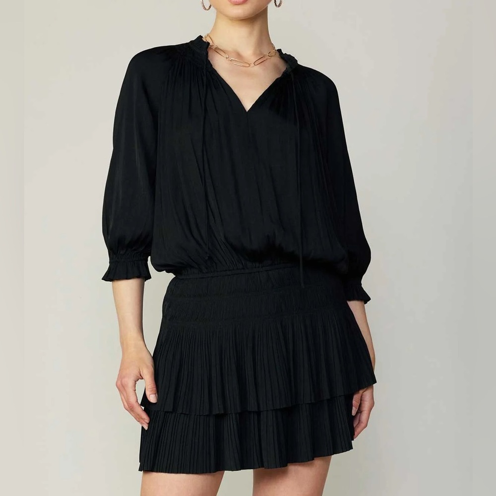 Current Air AURELIE PLEATED MINI DRESS Black - Picture 1 of 3